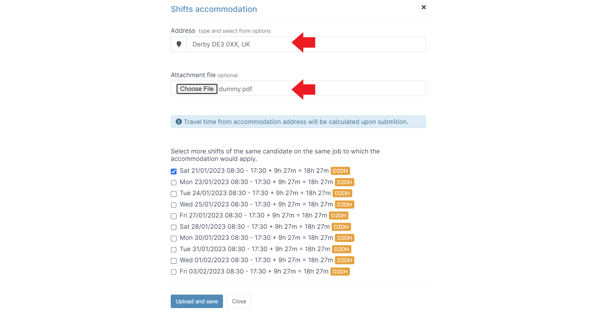 Fill in accommodation address