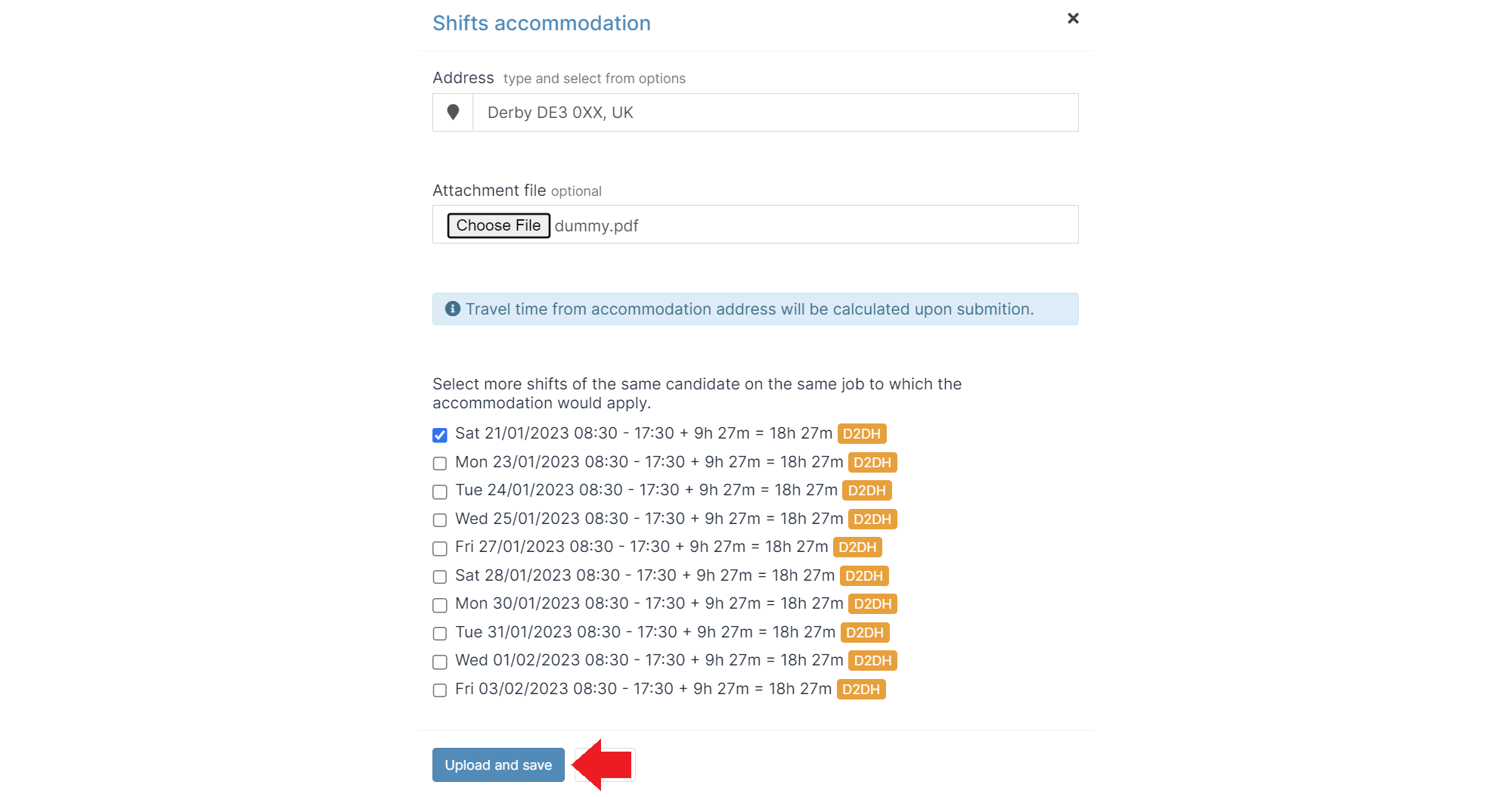 Upload and save accommodation