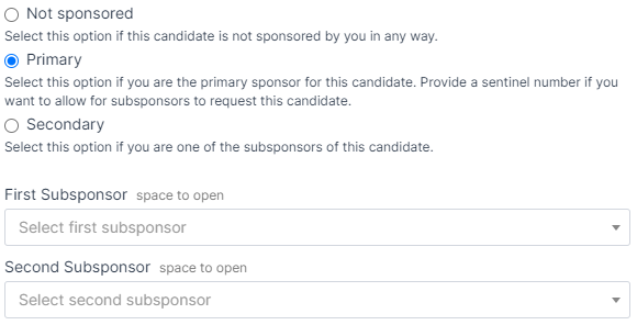 Candidate sponsorship type