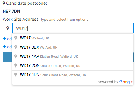 Work site address